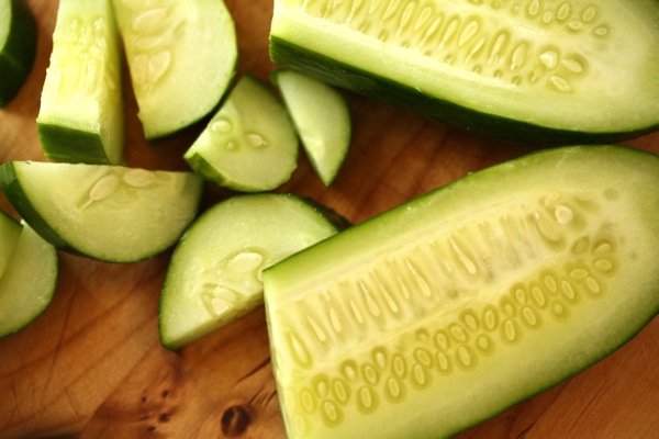 Chopped up cucumbers