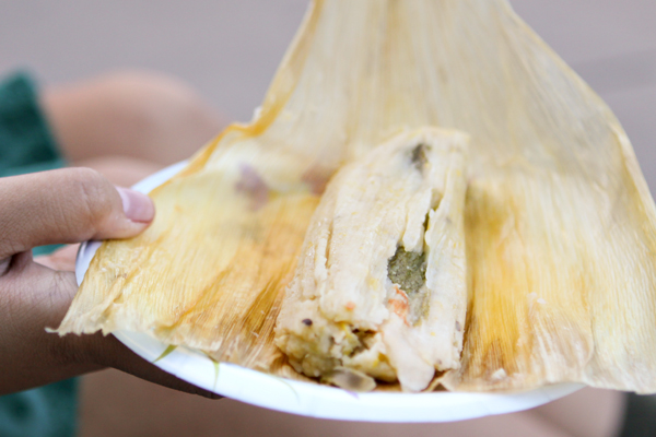 Tamales from Fireroast Mountain Cafe at the Midtown Farmers Market in Minneapolis.