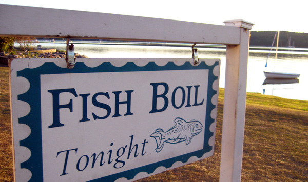 fish boil sign near the Old Post Office in Ephraim, Door County