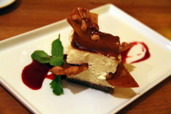 Peanut brittle goat cheesecake at Parador in Door County