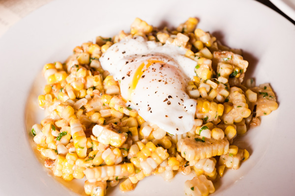 Corn with Miso and Soft-Poached Egg at 112 Eatery