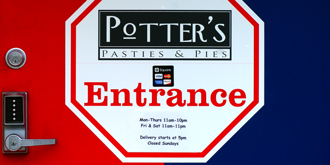 Entrance to Potter's Pasties