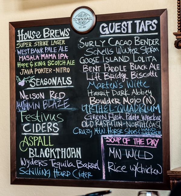 Town Hall Lanes  beer menu