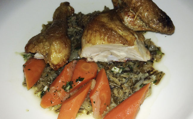 Roast chicken with carrots and wild rice Bachelor Farmer